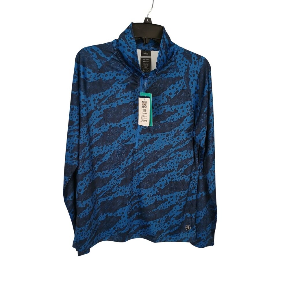 Tags Mens Adidas Blue & Black Long Sleeve Golf Shirt Top Size M Polyester‎
